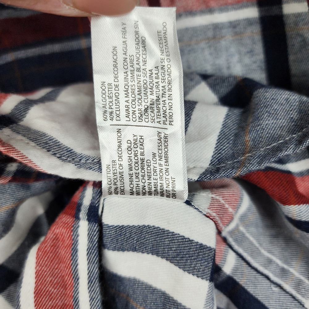 US Polo Assn Button Down Shirt Mens 2XL Navy Red White Plaid Long Sleeve Logo - Picture 9 of 9